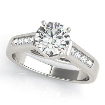Silver Single Row Engagement Ring Channel Set